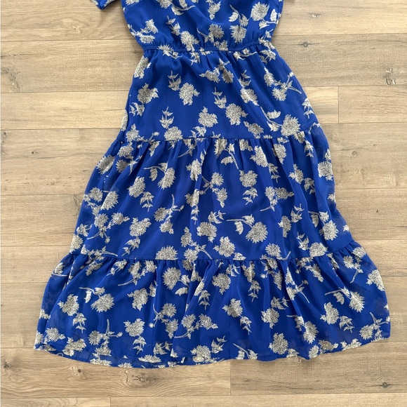 Lulus Floral Print Royal Blue Midi Dress XS/S - Picture 7 of 12